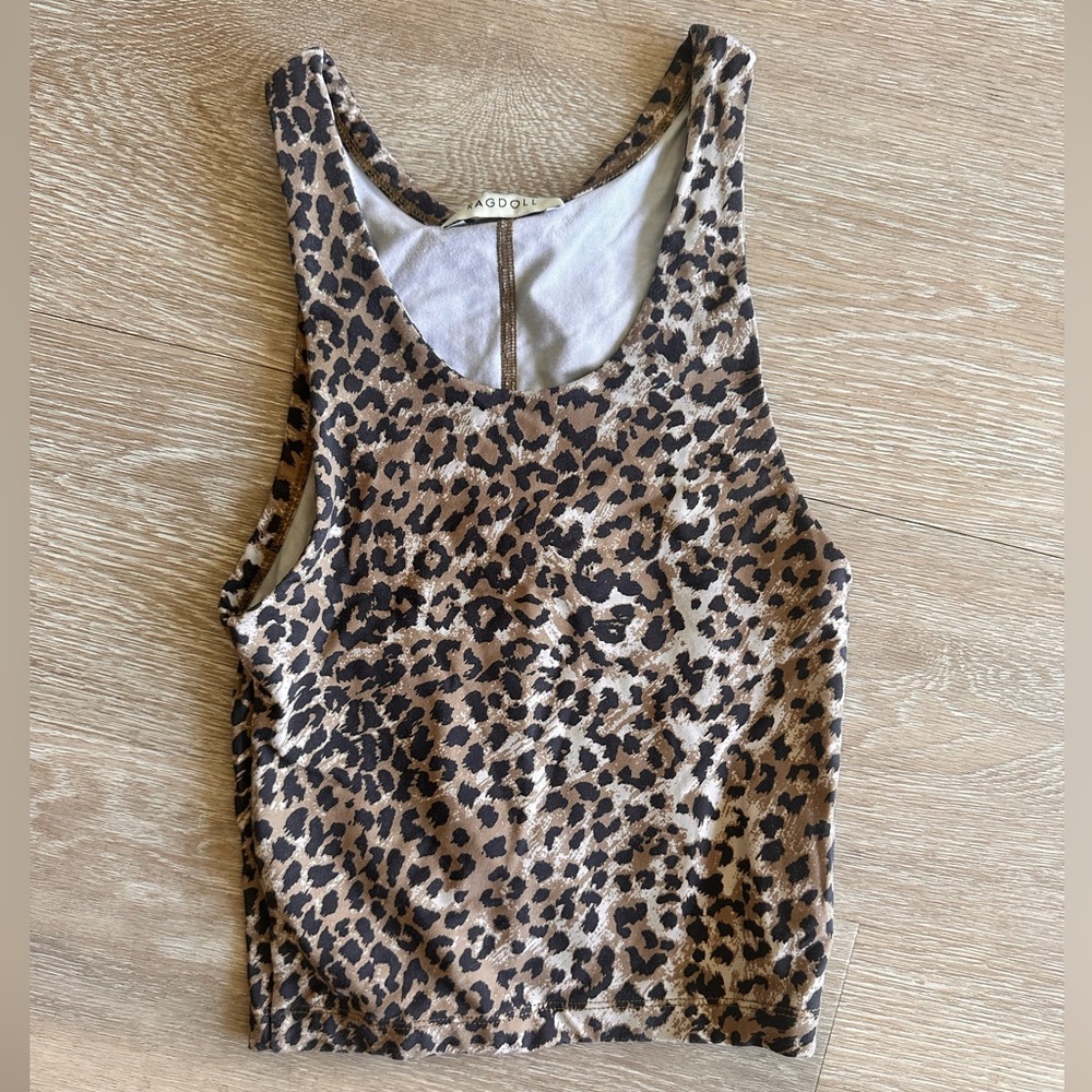 Ragdoll Leopard Print Racerback Tank Top - Brown & Black